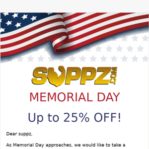 Get Ready for the Suppz Memorial Day Sale - Exclusive Discounts Await You!