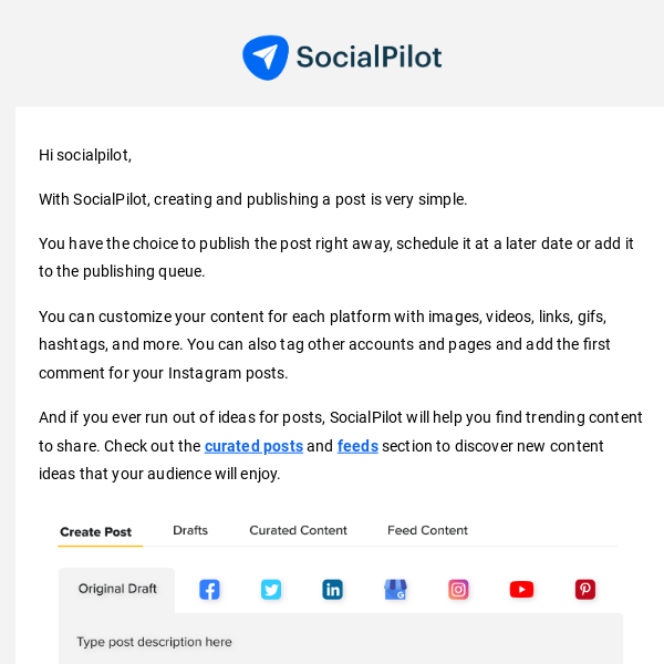 Share your first post with SocialPilot