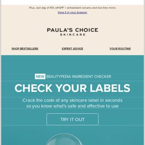 NEW | Check your labels with our Beautypedia Ingredient Checker