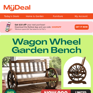 It's BACK! Best Selling Wagon Wheel Bench