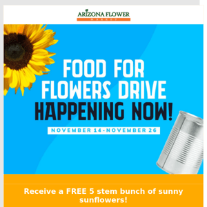 Receive a FREE 5 stem bunch of sunny sunflowers!🌻