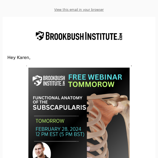 [Webinar Tomorrow] Functional Anatomy of the Subscapularis