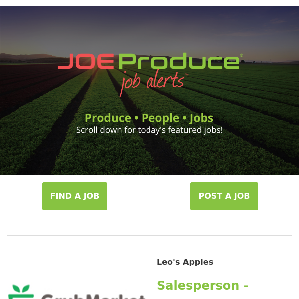 Check Out These Brand New Jobs With Leo's Apples, Grimmway Farms, Calavo Growers, Virtu Marketing Group, Tanimura & Antle & Pacific Coast Fruit Company