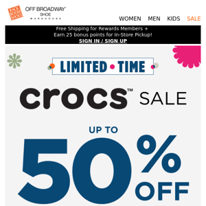 Crocs up to 50% OFF! 🎉