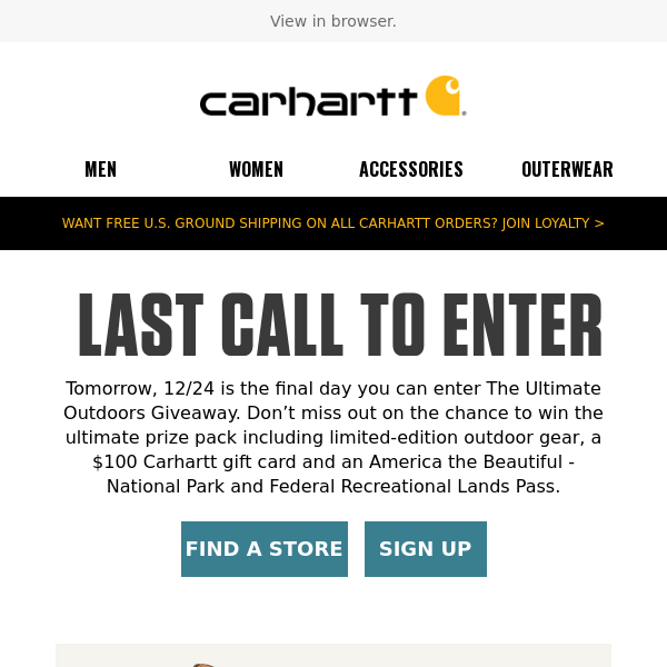 Last chance to enter The Ultimate Outdoors Giveaway - Carhartt