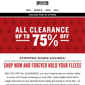 ALL CLEARANCE Up To 75% OFF!