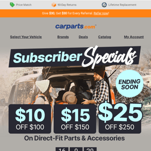 Car Parts, Your Special Coupon’s Expiring VERY Soon