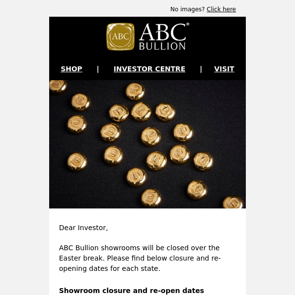 ABC Bullion Easter Closure Dates - Important Information