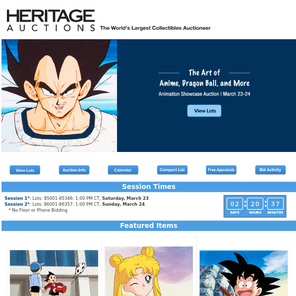 Ending Soon: March 23 - 24 The Art of Anime, Dragon Ball, and More Animation Art Showcase Auction