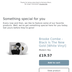 NEW! Brooke Combe - Black Is The New Gold [White Vinyl]