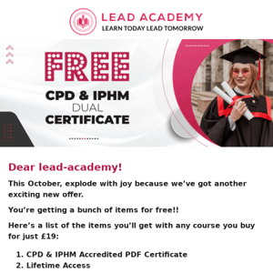 Grab Accredited CPD & IPHM Certificate FREE!