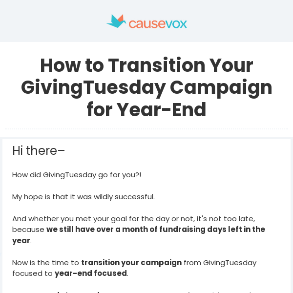 How to Transition Your GivingTuesday Campaign for Year-End