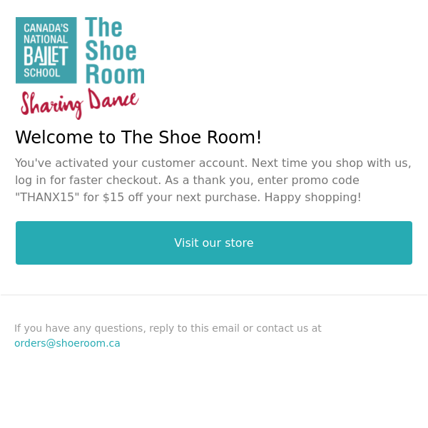 Welcome to The Shoe Room! Enjoy $15 Off Your Next Order!