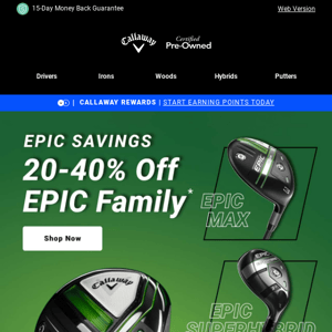 EPIC Savings: 20-40% Off Epic Family + 25% Off Putters