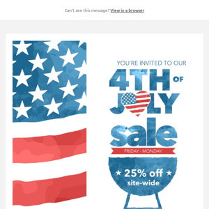 4th of July sale with 25% off