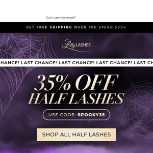 Ends today! 35% Off All Half Lashes 👻
