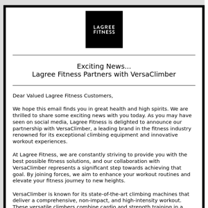 Exciting News! Lagree Fitness Partners with VersaClimber for an Enhanced Workout Experience