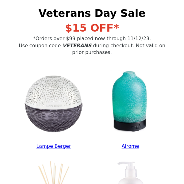 Veterans Day Sale - $15 Off
