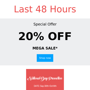 20% Off  -Ends In 48Hours