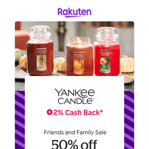 Yankee Candle: 40% off + 2% Cash Back