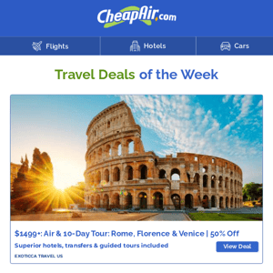 $1499+ // Italy w/Air - 50% Off