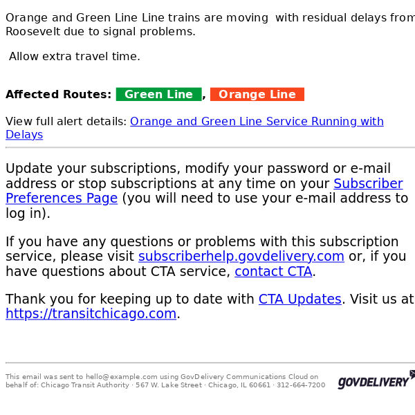 Orange and Green Line Service Running with Delays