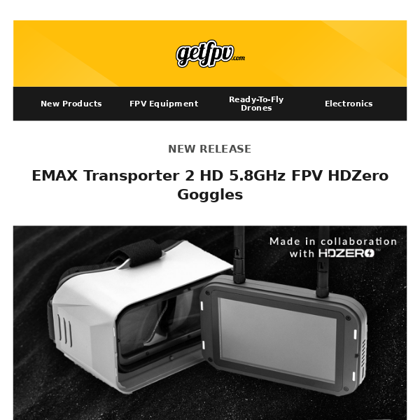 🚀  New Products: EMAX Transporter 2 HD 5.8GHz FPV HDZero Goggles  |  Back in Stock: Diatone Gear, FrSky Gear   🚀