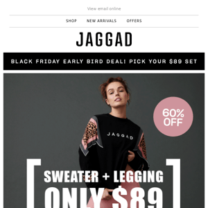 BLACK FRIDAY early bird deals: Any Legging & sweater combo ONLY $89.