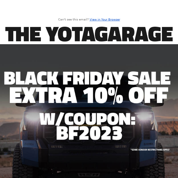 Black Friday Savings Are Here at TheYotaGarage!