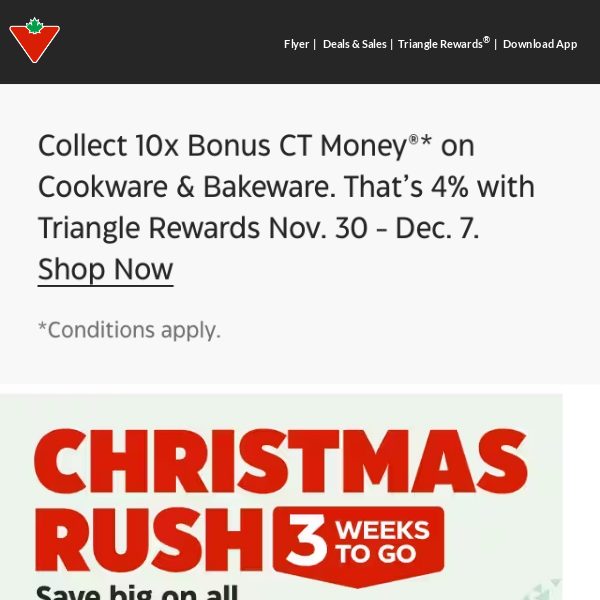 Earn up to 20X Bonus CT Money® on Cookware & Bakeware