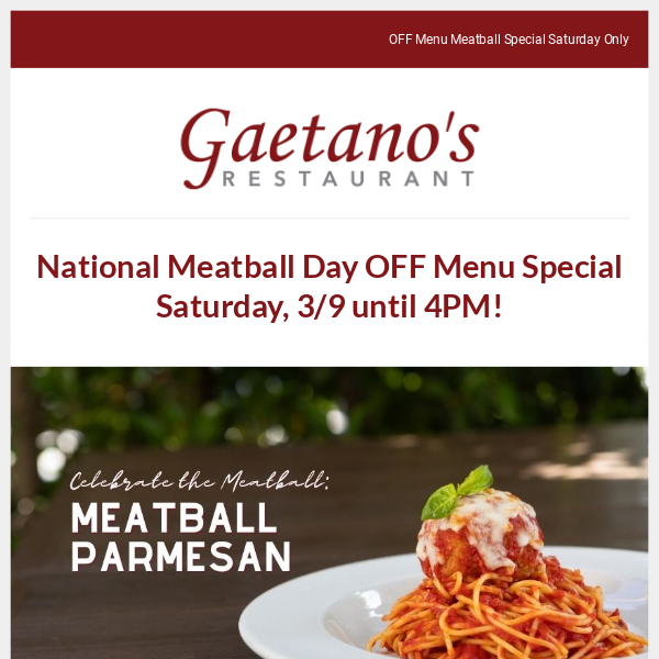 Celebrate the Meatball with this OFF Menu Special 🍝