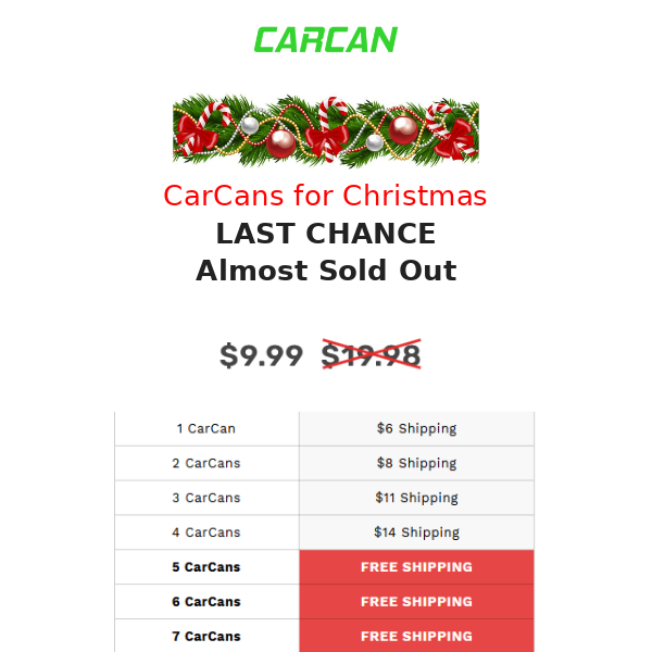 Last chance - CarCans for Christmas!