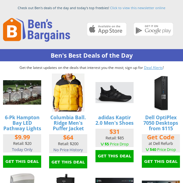 Ben's Best Deals: $10 Pathway Lights (6pk) - $64 Columbia Jacket - $50 Yamaha Speakers (2pk) - $31 Adidas Kaptir Shoes