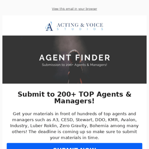 Need an agent? Submit to 200+ agents!