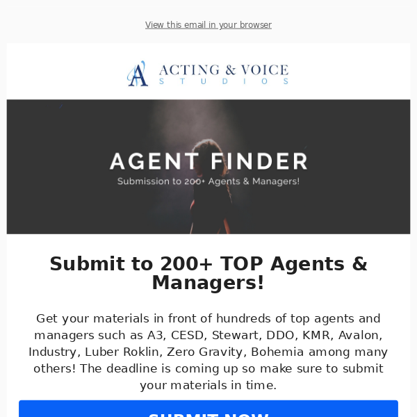 Need an agent? Submit to 200+ agents!