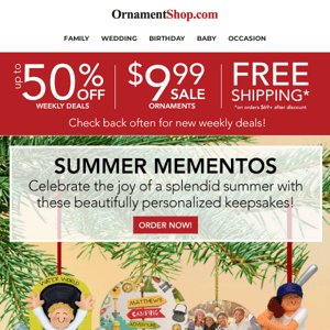 Summer Mementos + Vacation Ornaments On Sale This Week