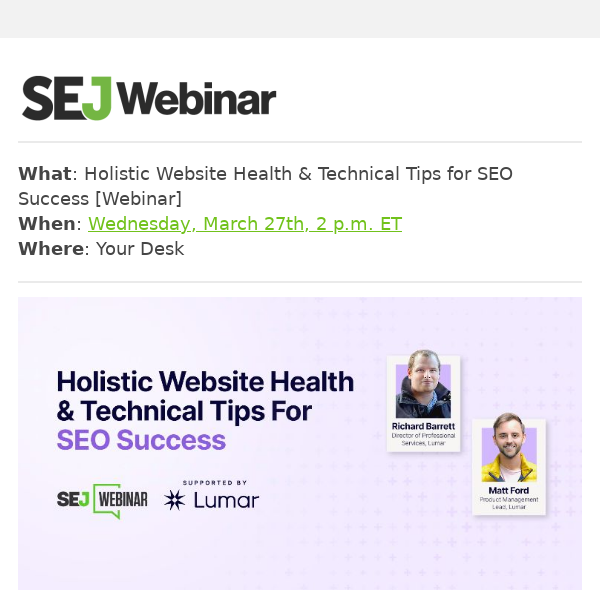 [Invitation] Holistic Website Health & Technical Tips for SEO Success