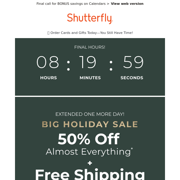 ONLY HOURS LEFT: 50% Off almost EVERYTHING + FREE shipping (no min!)