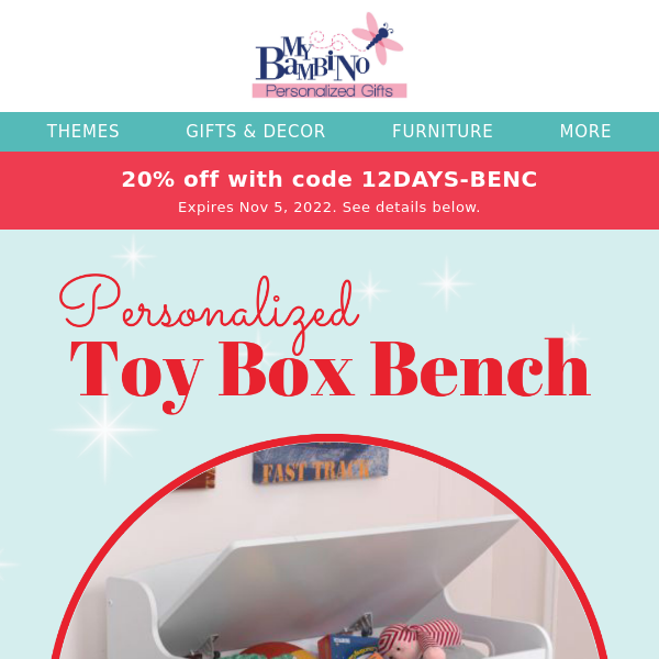 Stash Santa's Haul  - 20% off Personalized Toy Boxes