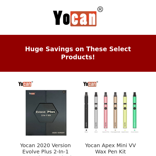 Select Yocan Products Up To 30% Off!