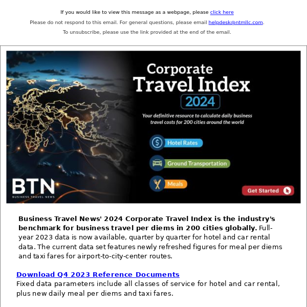 BTN’s Corporate Travel Index Benchmarks 200 Cities – New Data