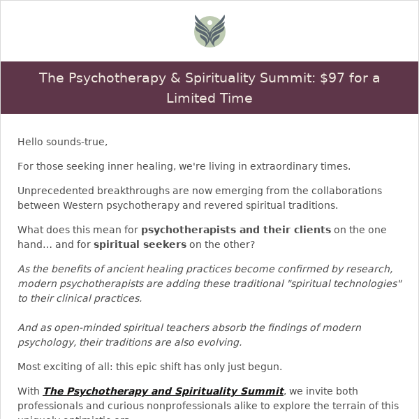 When psychotherapy & spirituality meet, healing emerges