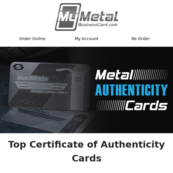 Top Certificate of Authenticity Cards