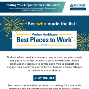 Announcing the 2023 Best Places to Work in Healthcare