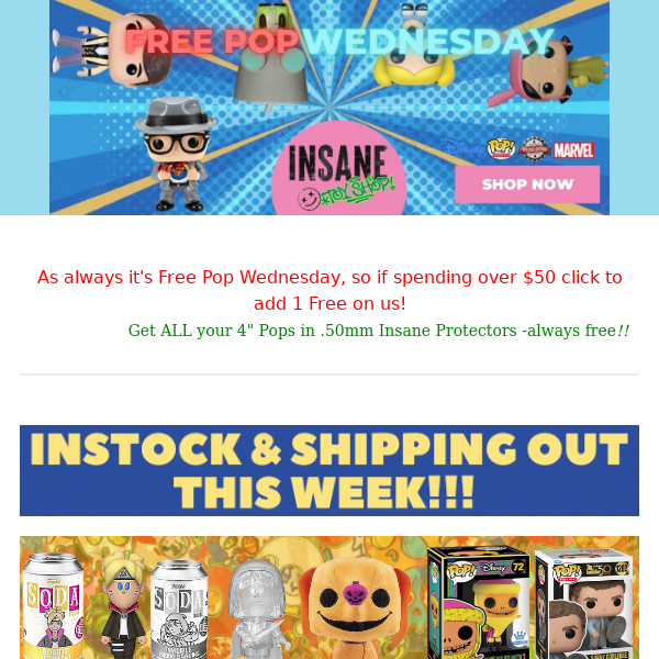 🔥🔥Free Mystery Pop + What's shipping out this week + 300+ vaulted items back up!🔥🔥