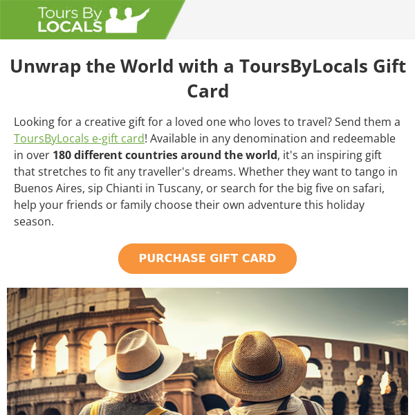 Unwrap Memories with a ToursByLocals Gift Card