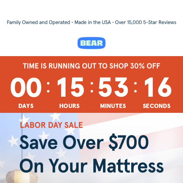 Time is Running Out, Save Over $750 with Bear's Extended Labor Day Sale!
