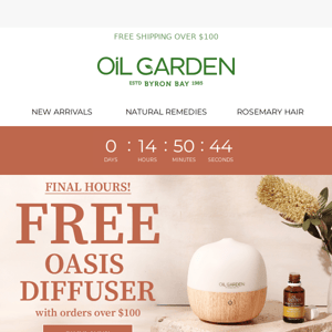 Final Hours To Grab Your FREE Diffuser! 🌿