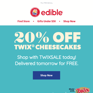 Save 20% on Twix® Cheesecakes!