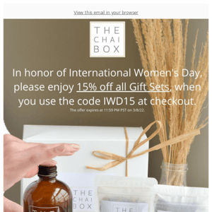 TODAY ONLY - 15% off Gift Sets for International Women's Day